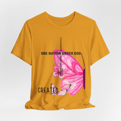 Created Butterfly T-Shirt — "One Nation Under God" Christian Inspirational Tee