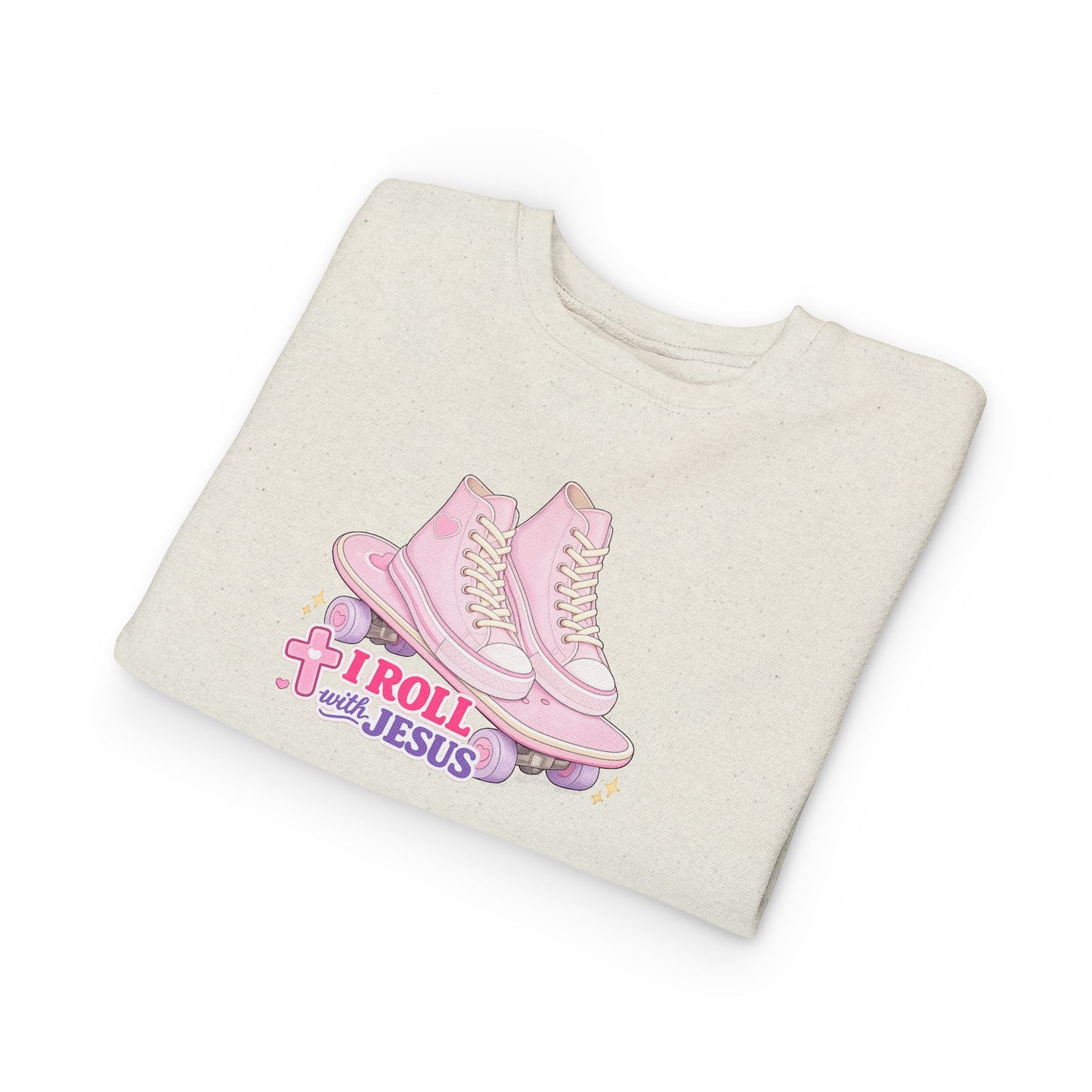 Toddler Sweatshirt — "I Roll With Jesus" Christian Toddler Tee