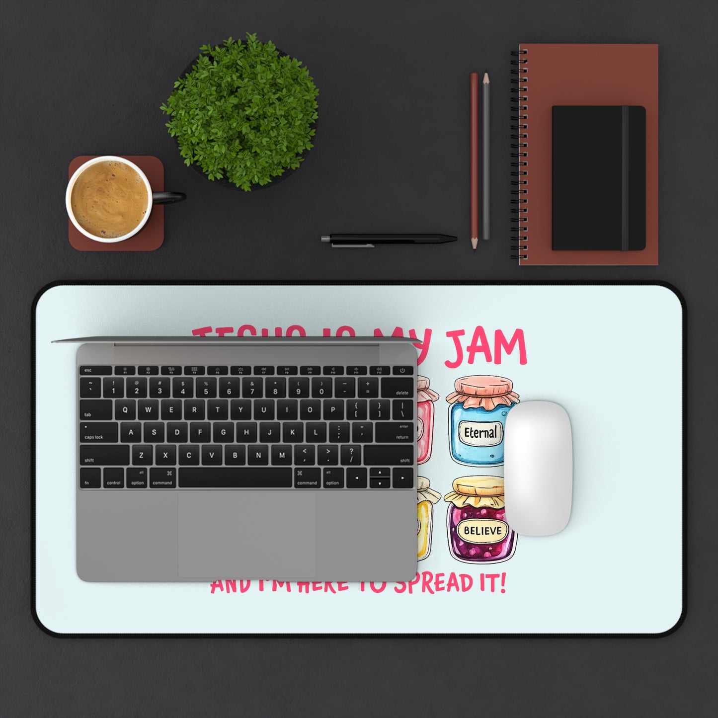 Christian Desk Mat — "Jesus Is My Jam" Inspirational Office Mat