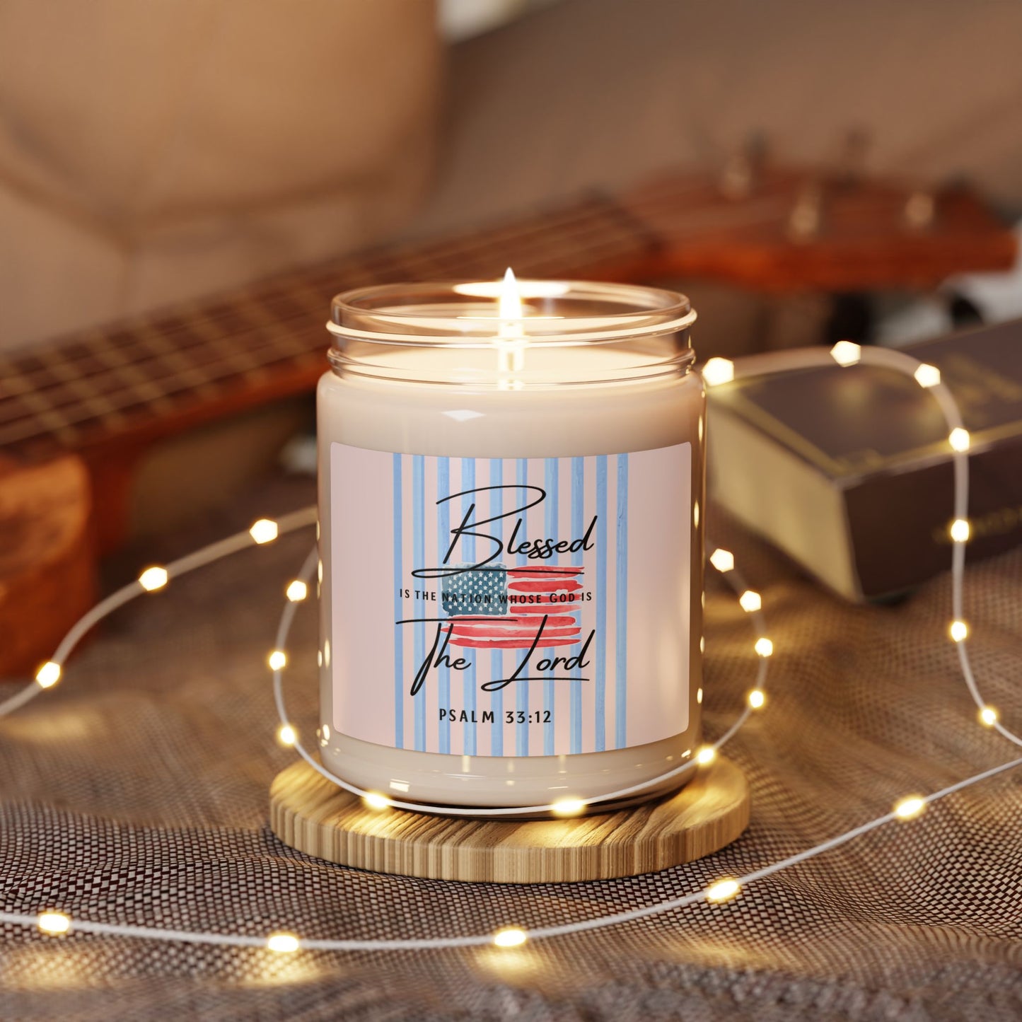Blessed The Lord Soy Candle — Psalm 33:12 Patriotic Scented 9oz