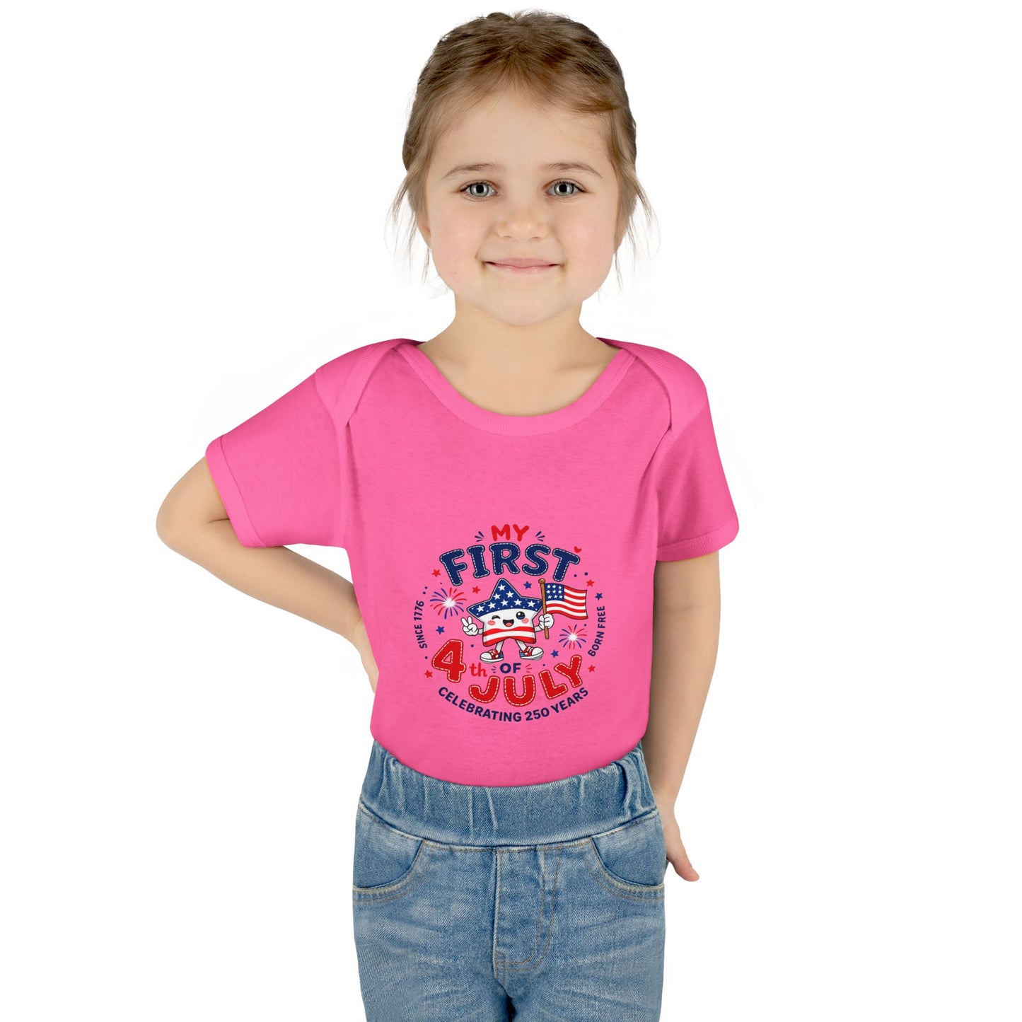 Baby Bodysuit – "My First 4th of July" Patriotic Infant Onesie