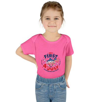 Baby Bodysuit – "My First 4th of July" Patriotic Infant Onesie