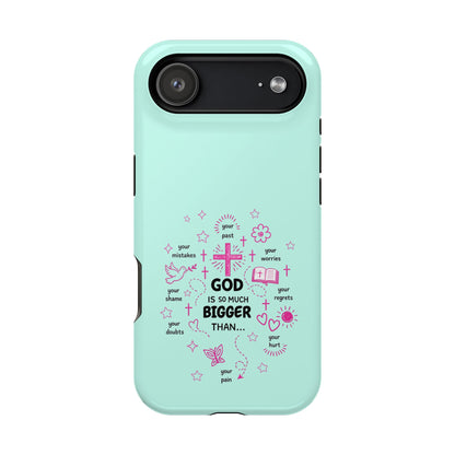 Mint Christian Phone Case — "God Is So Much Bigger Than..." Magnetic Impact-Resistant