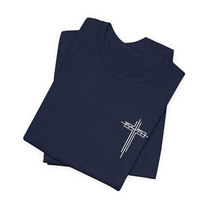 Christian Cross T‑Shirt — Subtle Back Cross Graphic Religious Tee