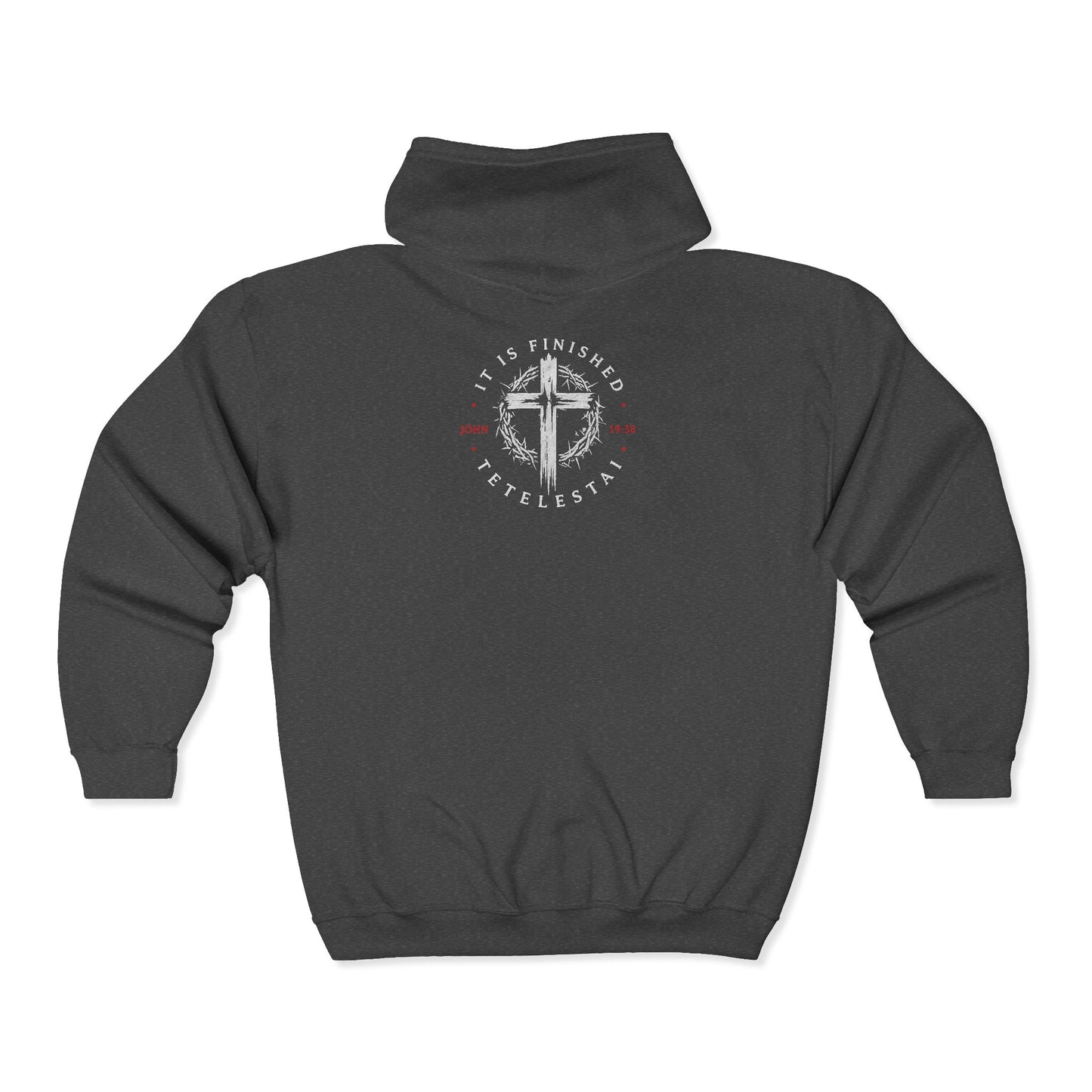 It Is Finished Cross Zip Hoodie — Christian Faith Full-Zip Sweatshirt