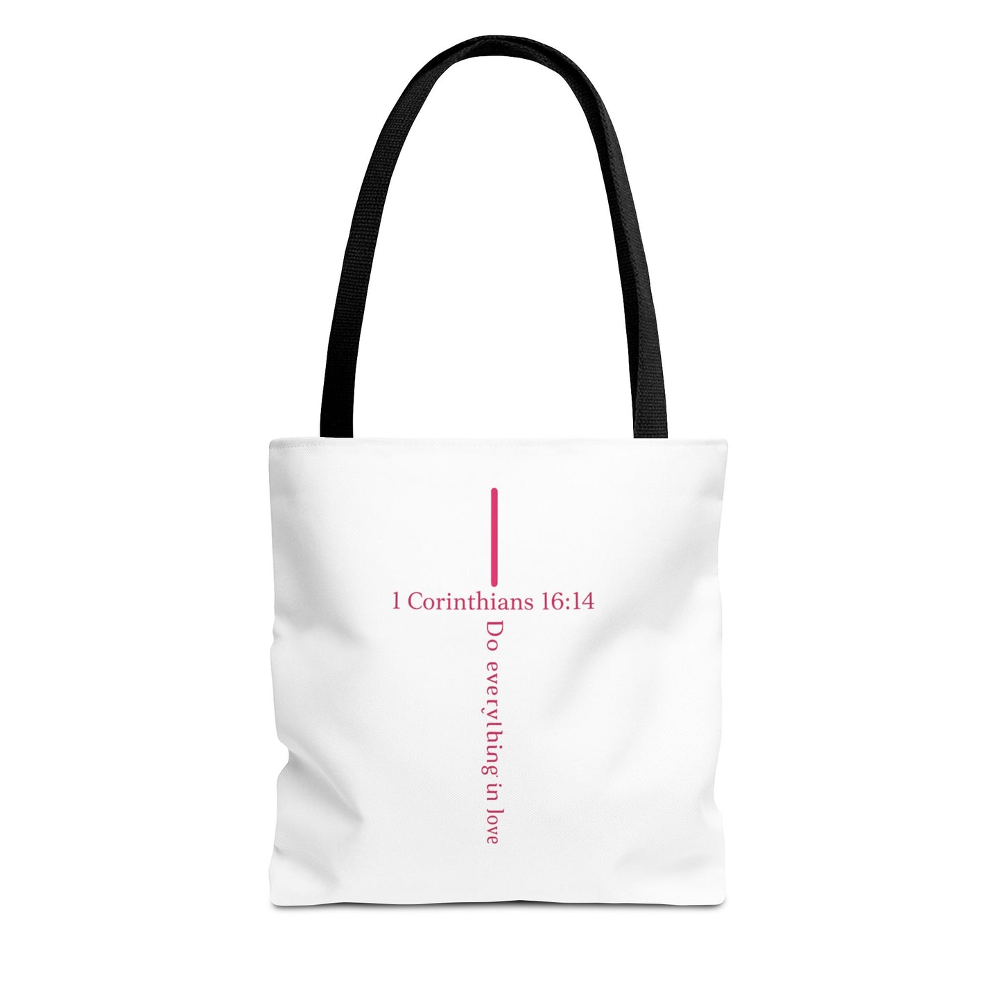 Christian Tote Bag — I Corinthians 16:14 'Do Everything in Love' Cross Design