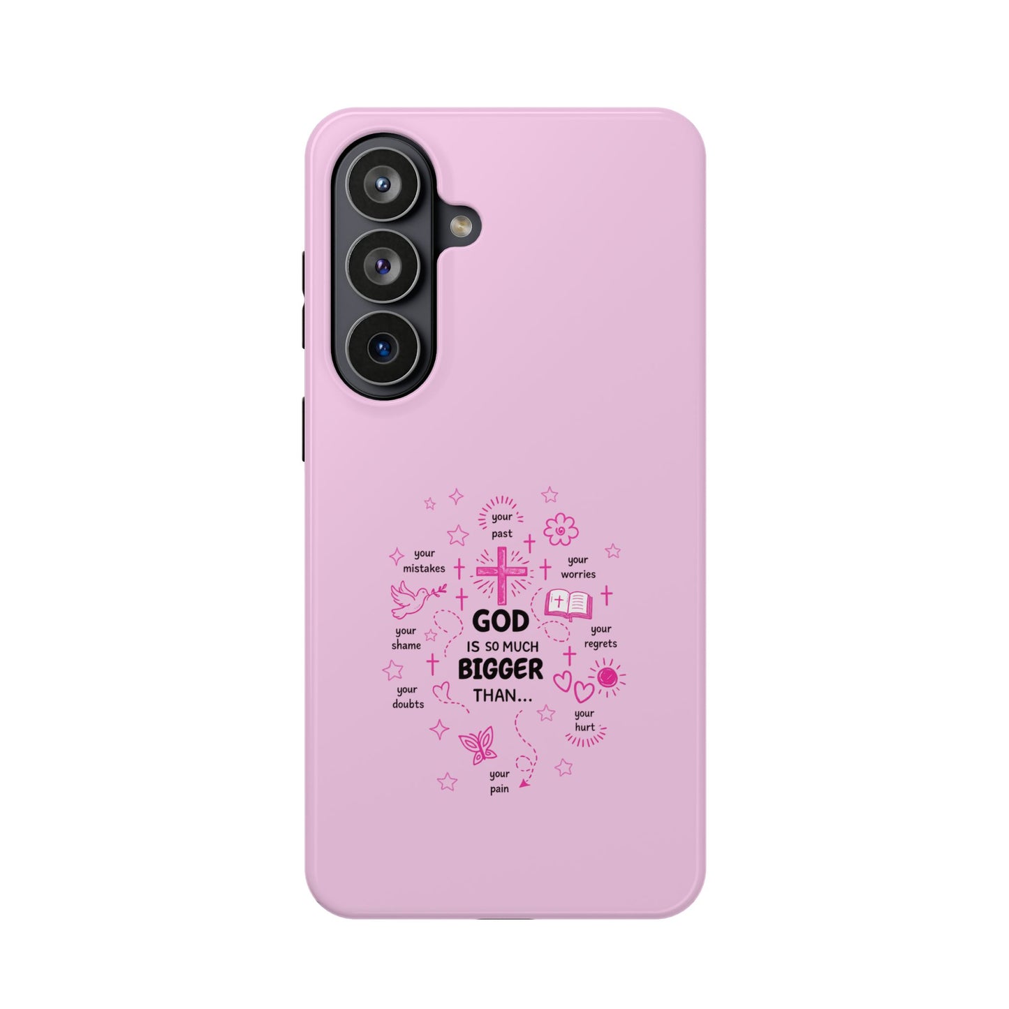 Pink Faith Phone Case — "God Is So Much Bigger Than..." Magnetic Impact-Resistant Case
