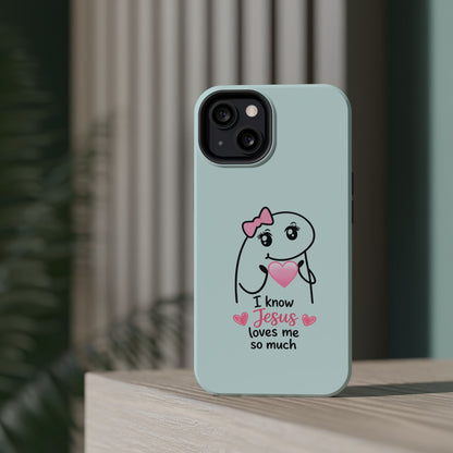 Christian Cute Heart Phone Case — "I Know Jesus Loves Me So Much" Magnetic Impact-Resistant Case