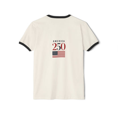 Stand for the Flag, Kneel for the Cross Ringer T-Shirt — America 250 Patriotic Tee