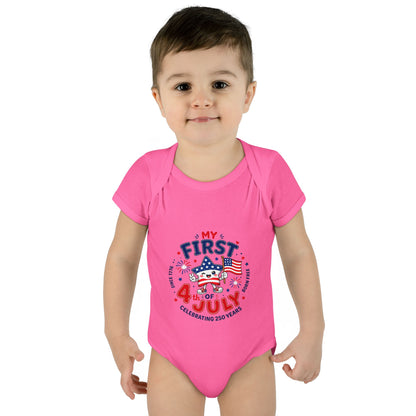 Baby Bodysuit – "My First 4th of July" Patriotic Infant Onesie
