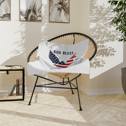 God Bless America Velveteen Blanket – Patriotic Eagle with Psalm 33:12