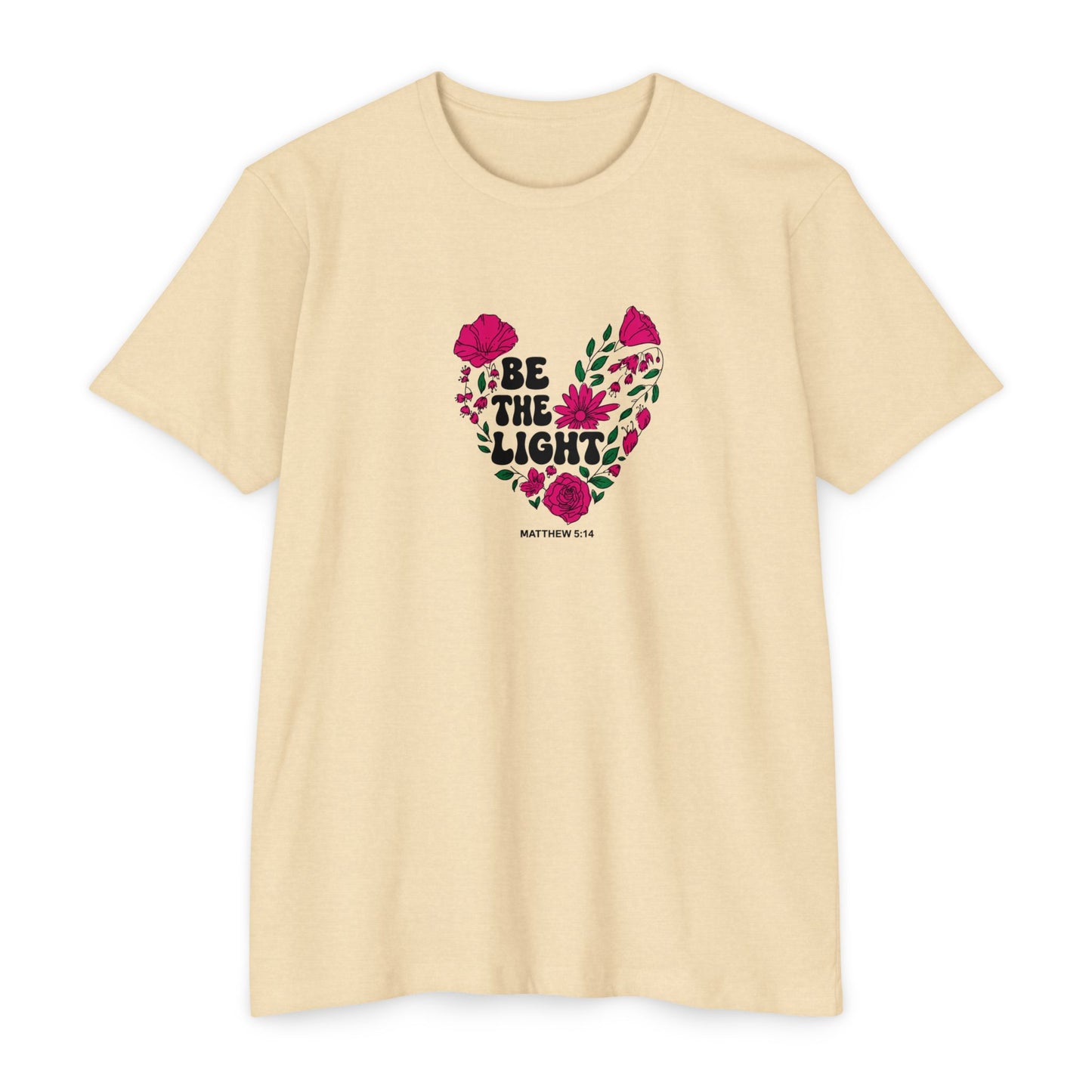 Be The Light Floral T-Shirt — Matthew 5:14 Inspirational Tee
