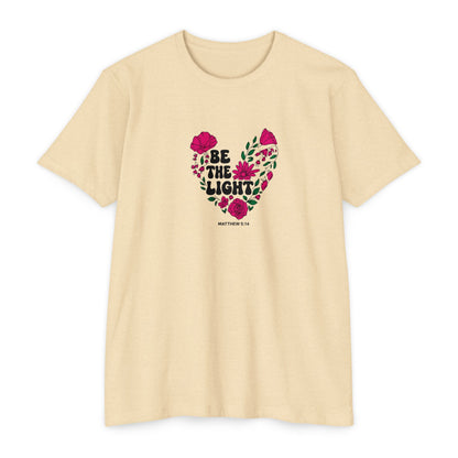 Be The Light Floral T-Shirt — Matthew 5:14 Inspirational Tee