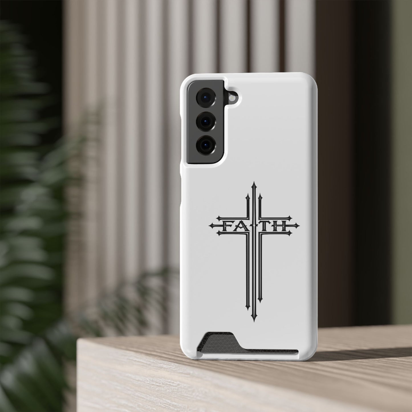 Faith Cross Phone Case with Card Holder — Slim Protective Wallet Case