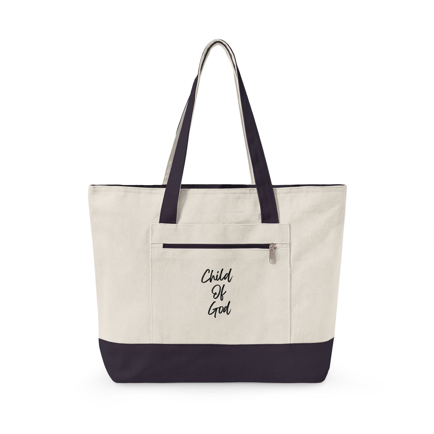Canvas Tote Bag — "Child of God" & Watercolor Flag Zippered Tote