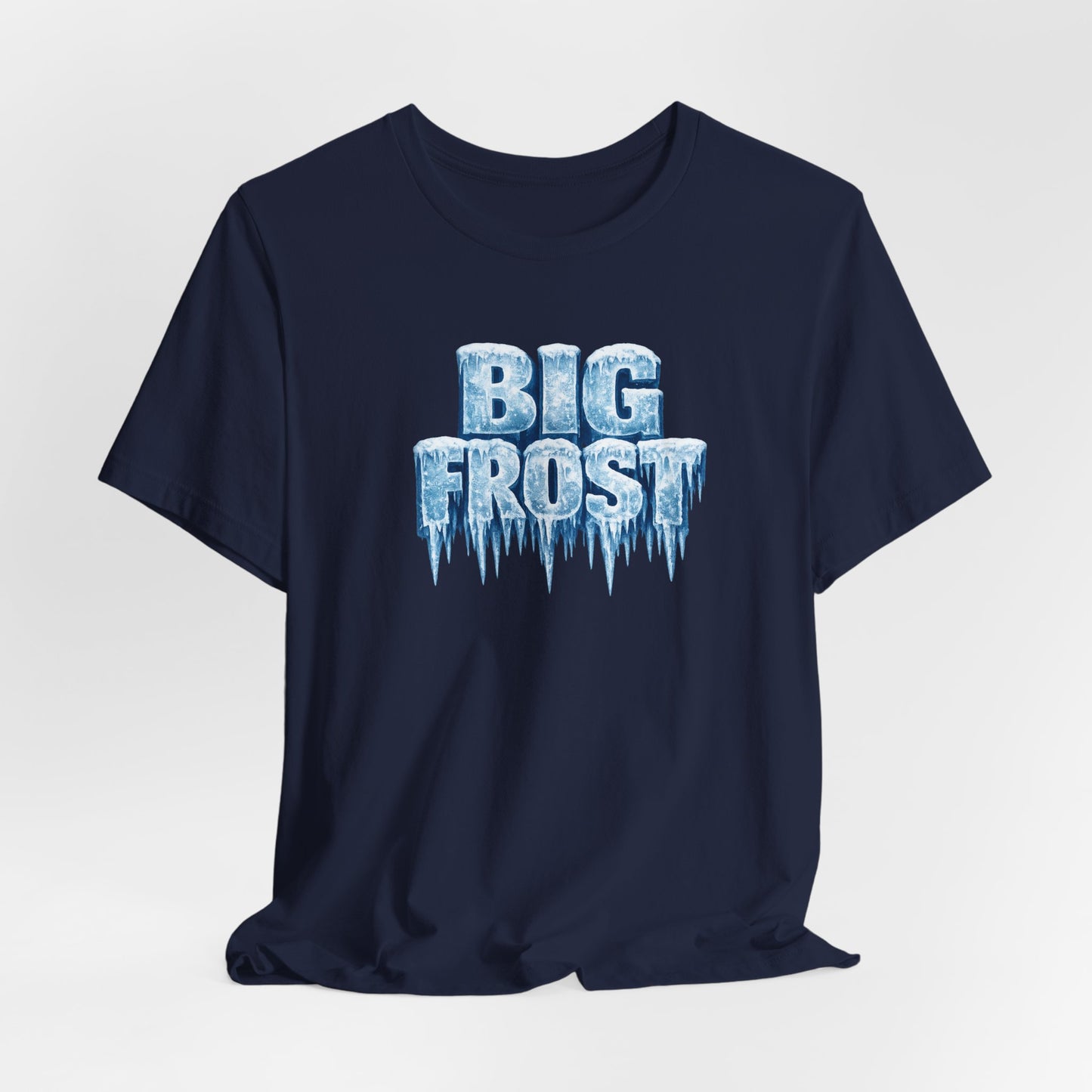Big Frost T-Shirt — Icy Text & Bold Portrait Graphic Tee DOUBLE SIDED PRINT