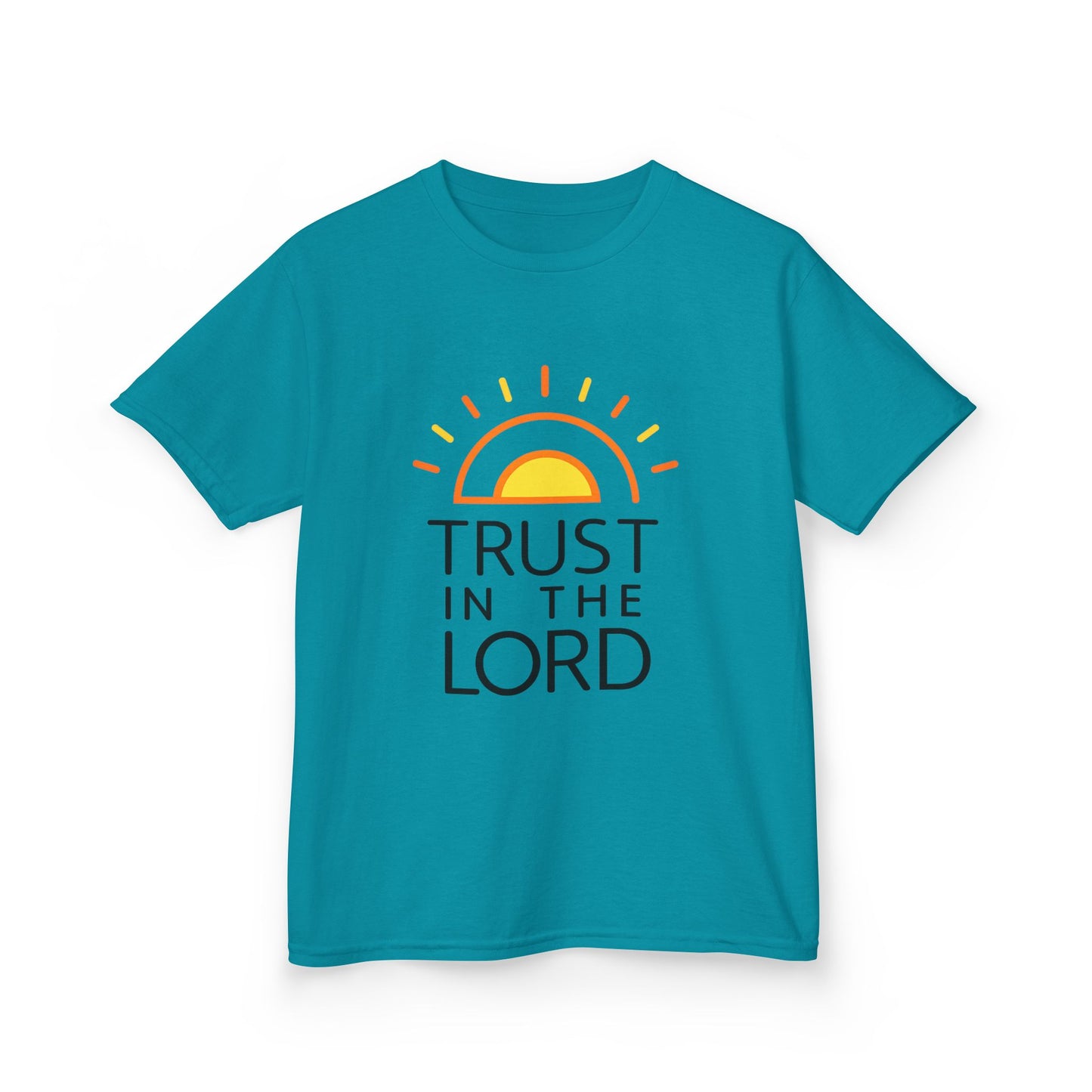 UNISEX Kids T-Shirt — "Trust in the Lord" Sun Graphic Christian Tee