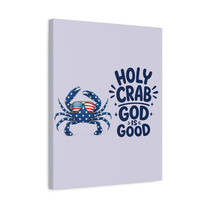 Patriotic Crab Canvas — "Holy Crab God Is Good" Wall Art