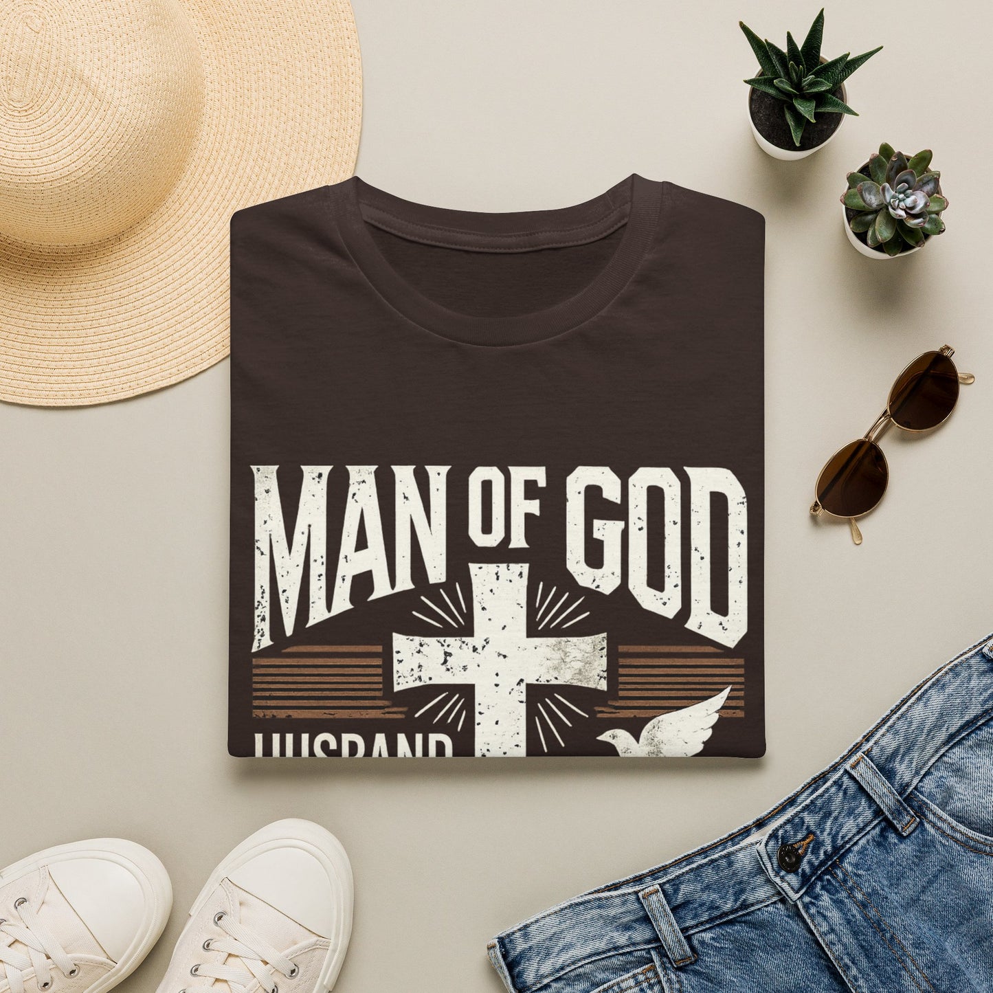 Man of God Dad T-Shirt – Christian Husband & Father Faith Tee