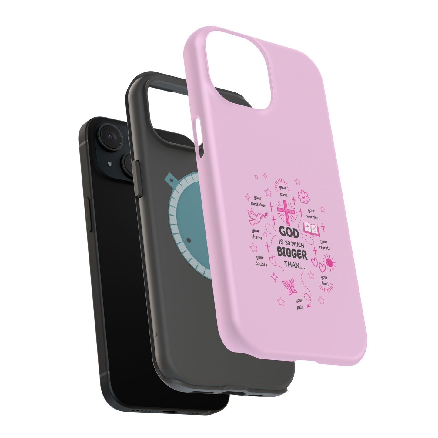 Pink Faith Phone Case — "God Is So Much Bigger Than..." Magnetic Impact-Resistant Case