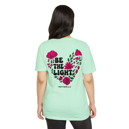 Be The Light Floral T-Shirt — Matthew 5:14 Inspirational Tee