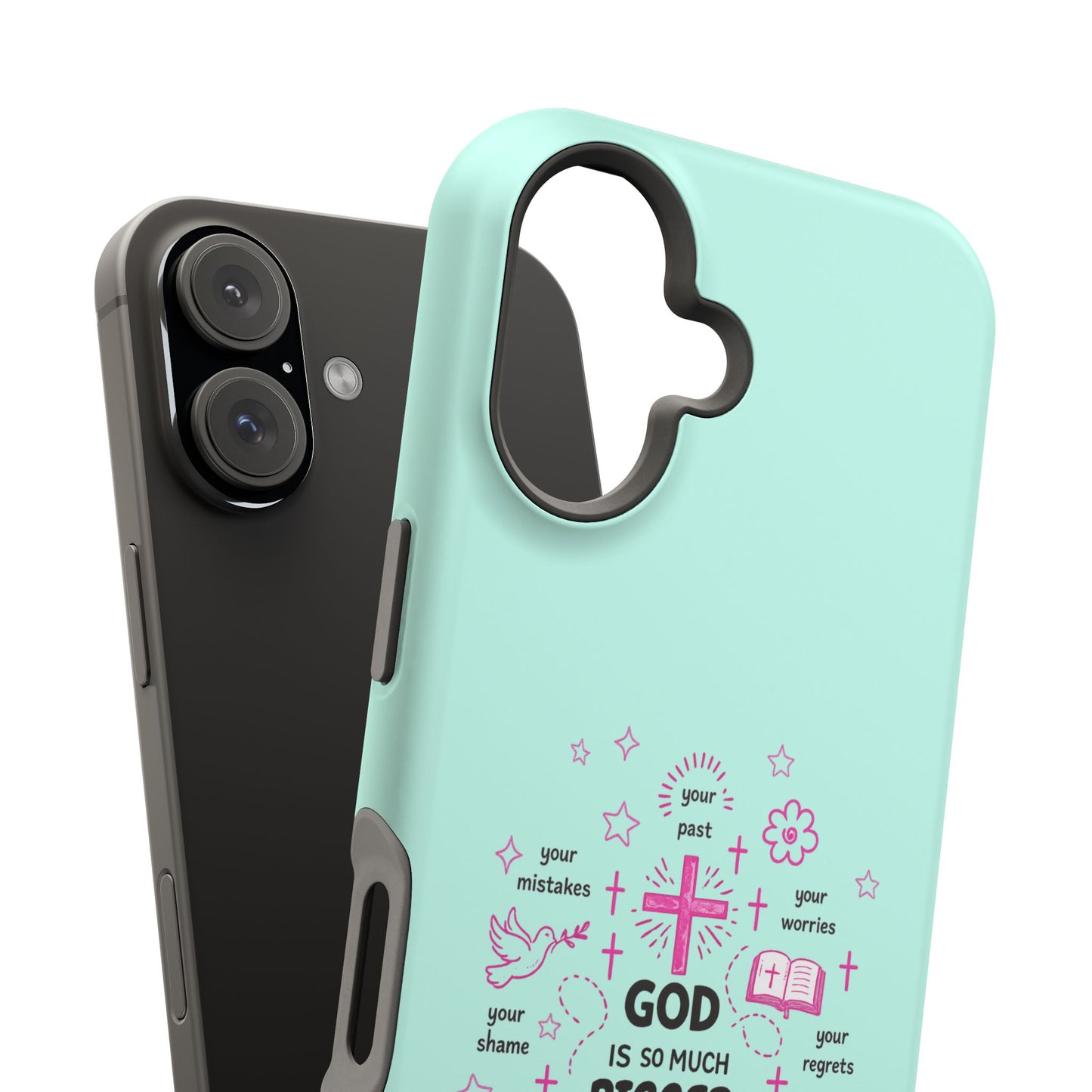 Mint Christian Phone Case — "God Is So Much Bigger Than..." Magnetic Impact-Resistant