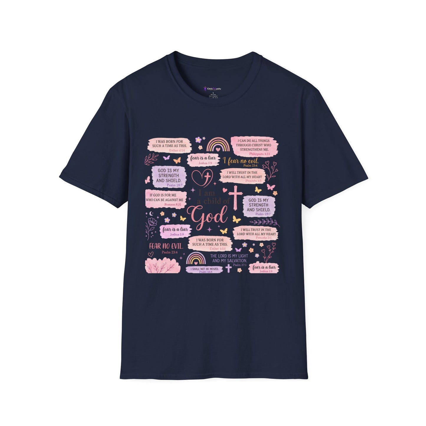 Christian Inspirational T-Shirt — “I am a child of God” Pink Scripture Tee