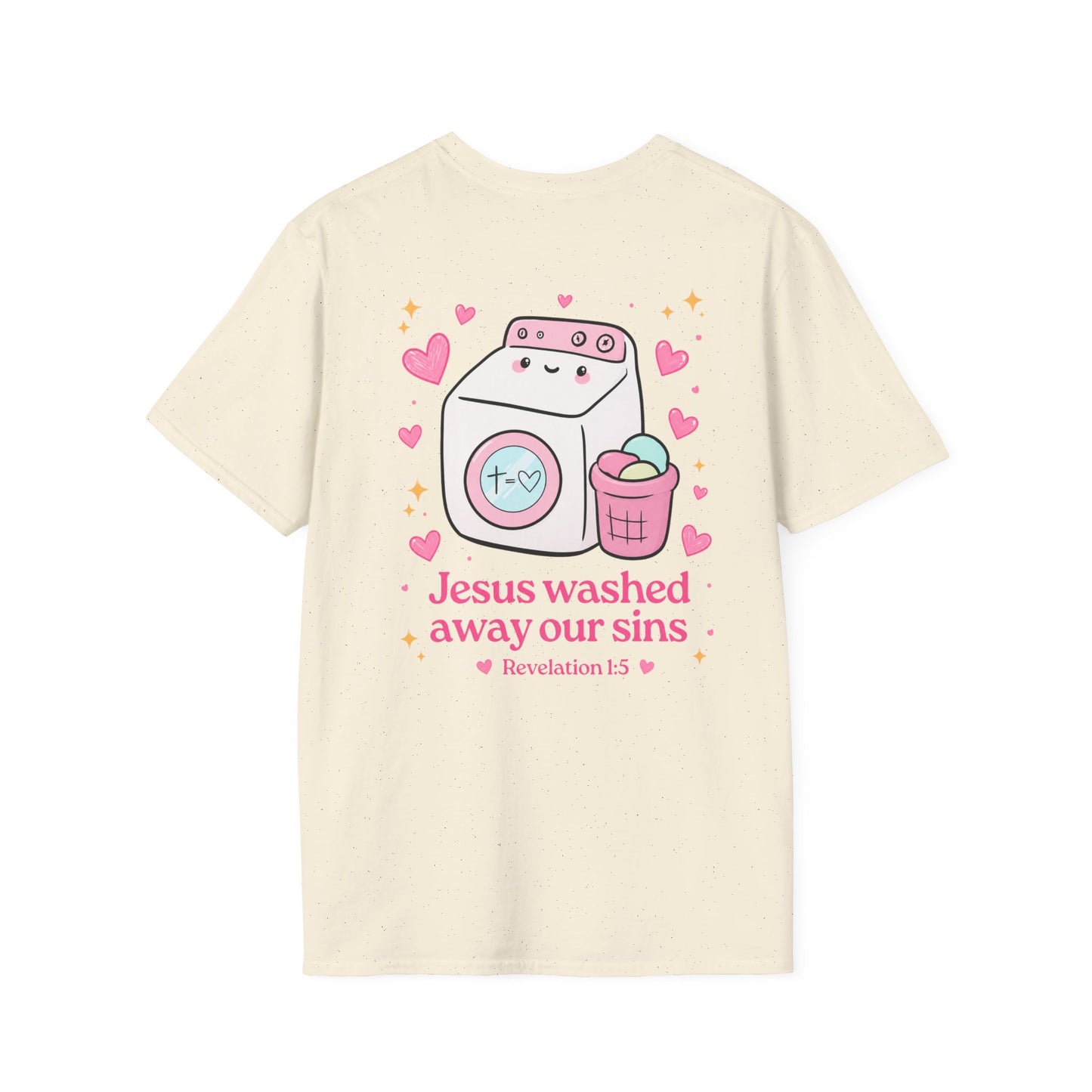 Christian T-Shirt – “Jesus Washed Away Our Sins” Cute Washing Machine Design