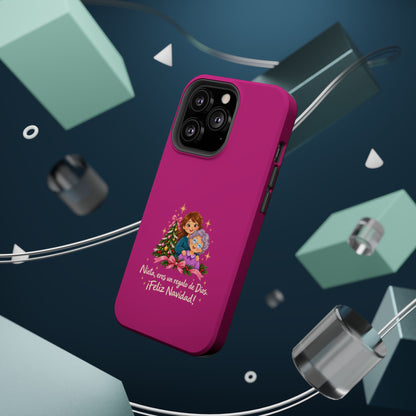 Magenta Christmas Grandma Phone Case — "Abuela, eres un regalo de Dios. ¡Feliz Navidad!" Magnetic Impact-Resistant