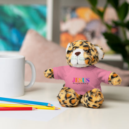 Jesus Rainbow Tee Teddy Bear - Plush Stuffed Animal with Faith Shirt