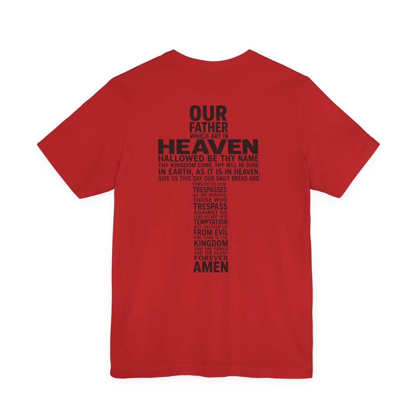 Faith Cross T‑Shirt — 'Our Father' Prayer Typography Tee