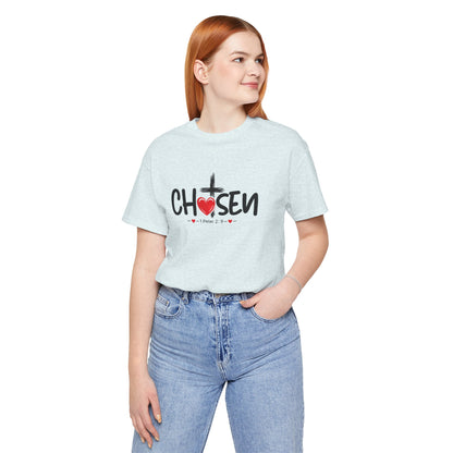 Chosen Cross Heart T-Shirt — Christian Faith Tee (1 Peter 2)