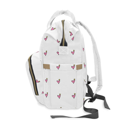 Christian Diaper Backpack — 'Jesus Pray' Convertible Baby Bag with Heart Pattern