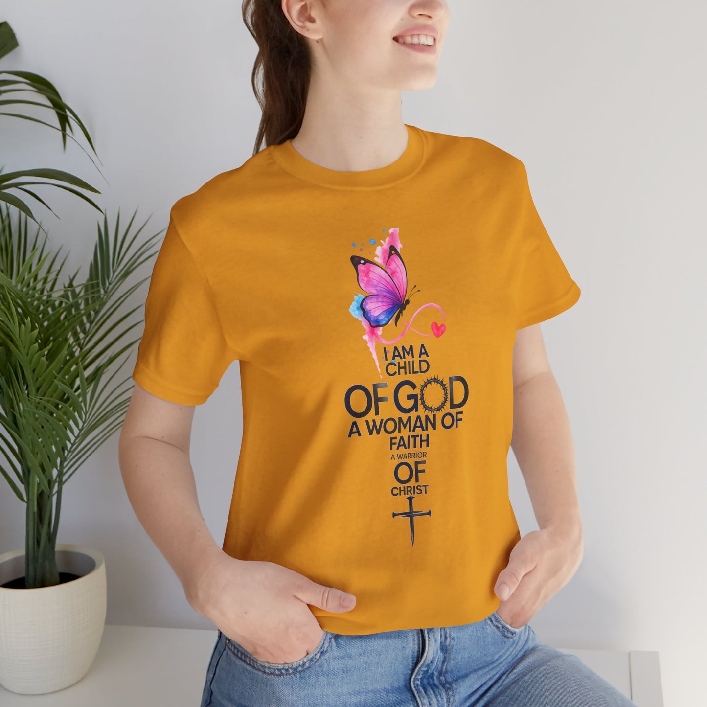 Faith Butterfly T-Shirt – "I Am a Child of God, A Woman of Faith" Christian Tee