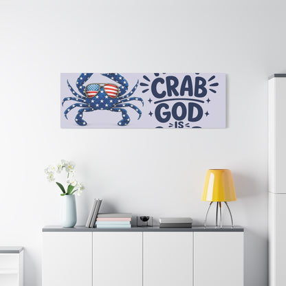 Patriotic Crab Canvas — "Holy Crab God Is Good" Wall Art