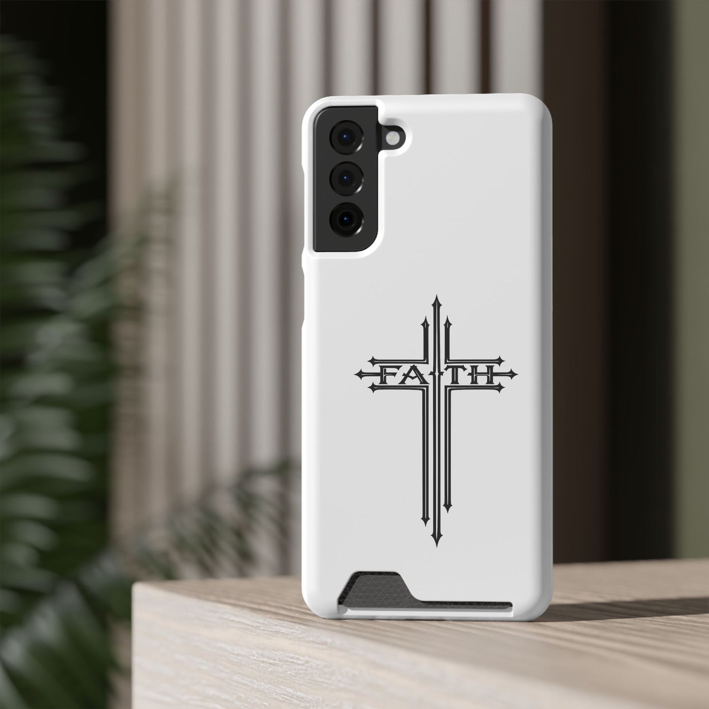 Faith Cross Phone Case with Card Holder — Slim Protective Wallet Case
