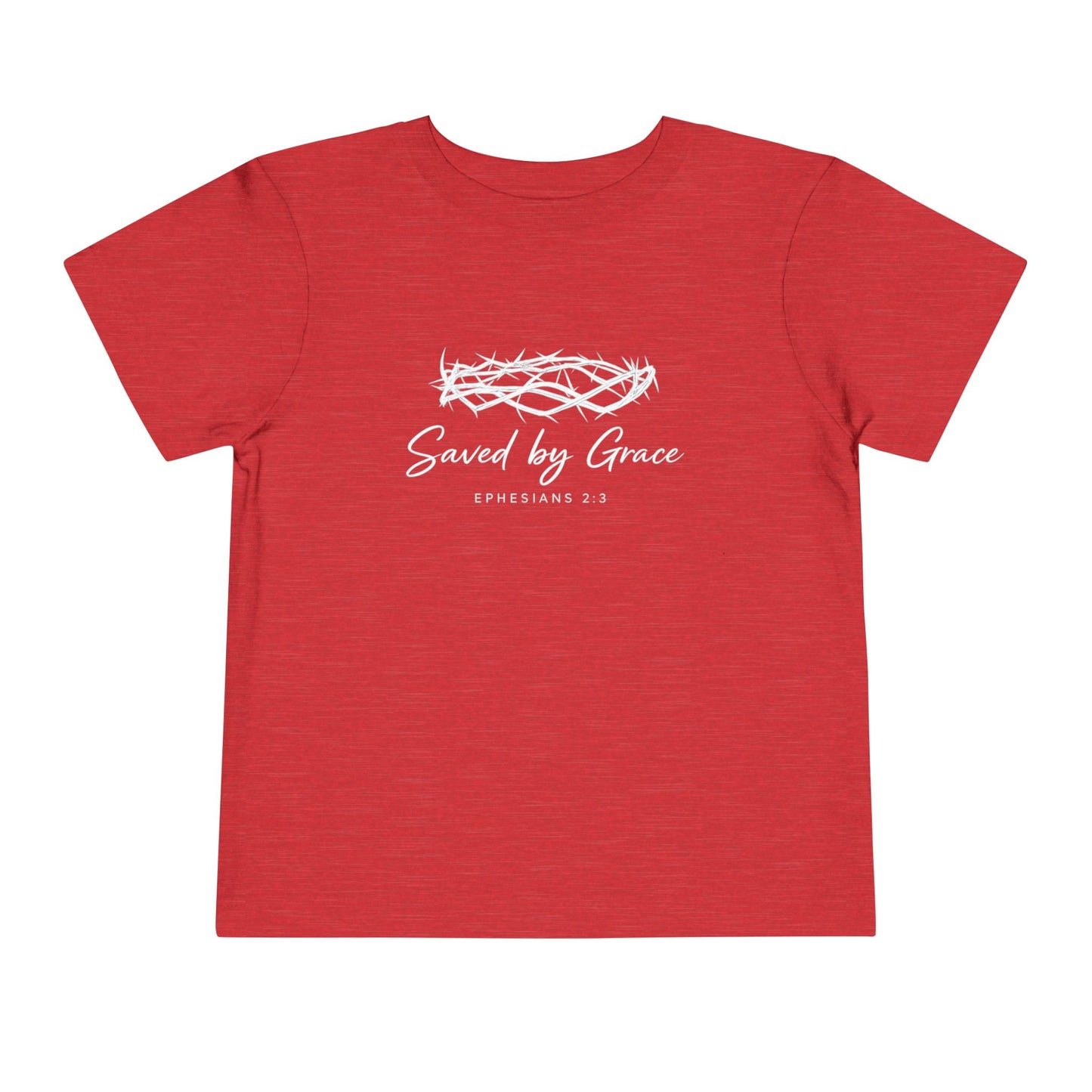 Toddler Tee — "Saved by Grace" Christian Crown of Thorns Shirt (Ephesians 2:8)