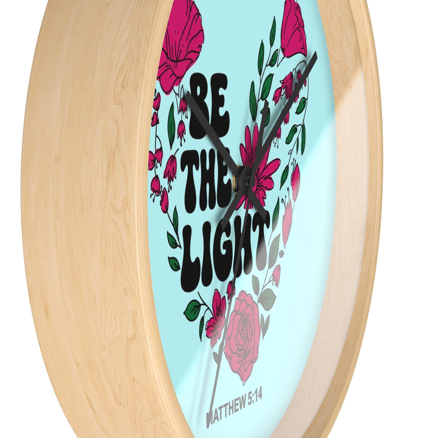 Be the Light Floral Wall Clock — Matthew 5:14 Inspirational Home Decor