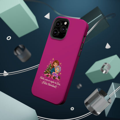 Magenta Christmas Grandma Phone Case — "Abuela, eres un regalo de Dios. ¡Feliz Navidad!" Magnetic Impact-Resistant
