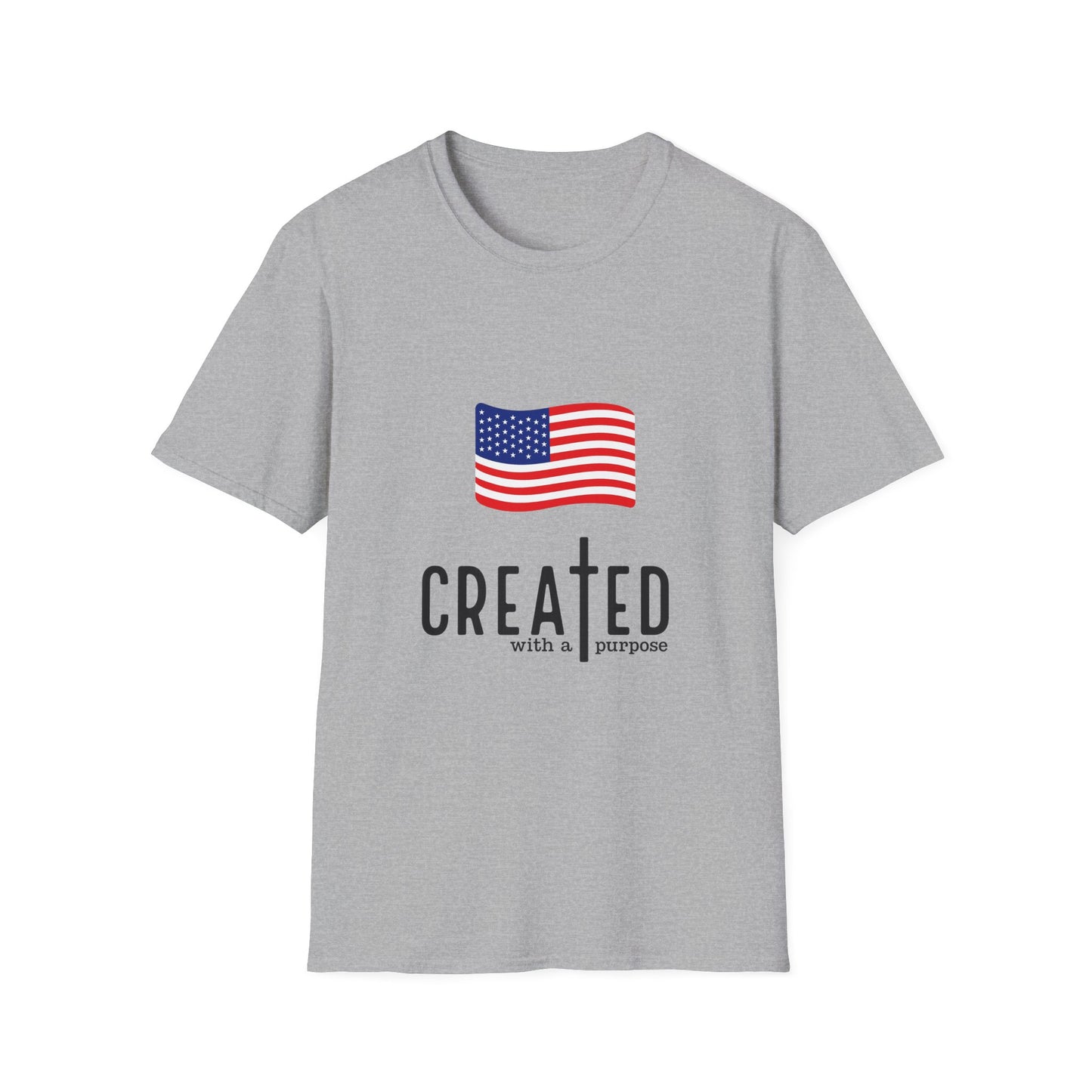 USA Flag T-Shirt — "Created with a Purpose" Patriotic American Tee