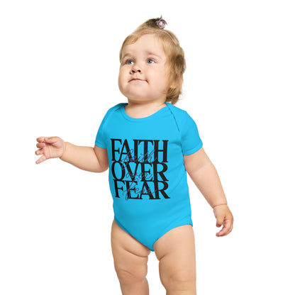 Faith Over Fear Baby Bodysuit — Christian Infant Onesie