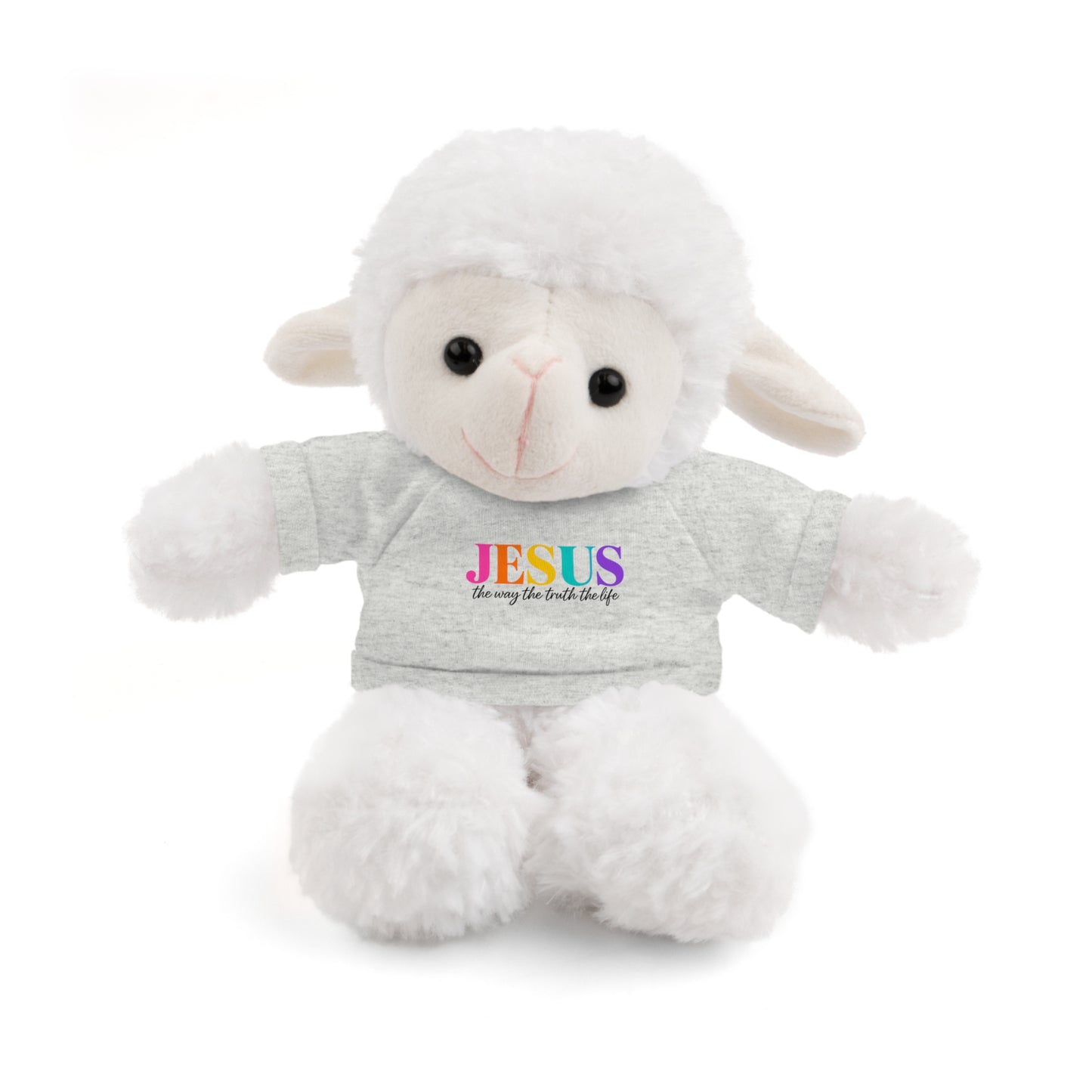 Jesus Rainbow Tee Teddy Bear - Plush Stuffed Animal with Faith Shirt