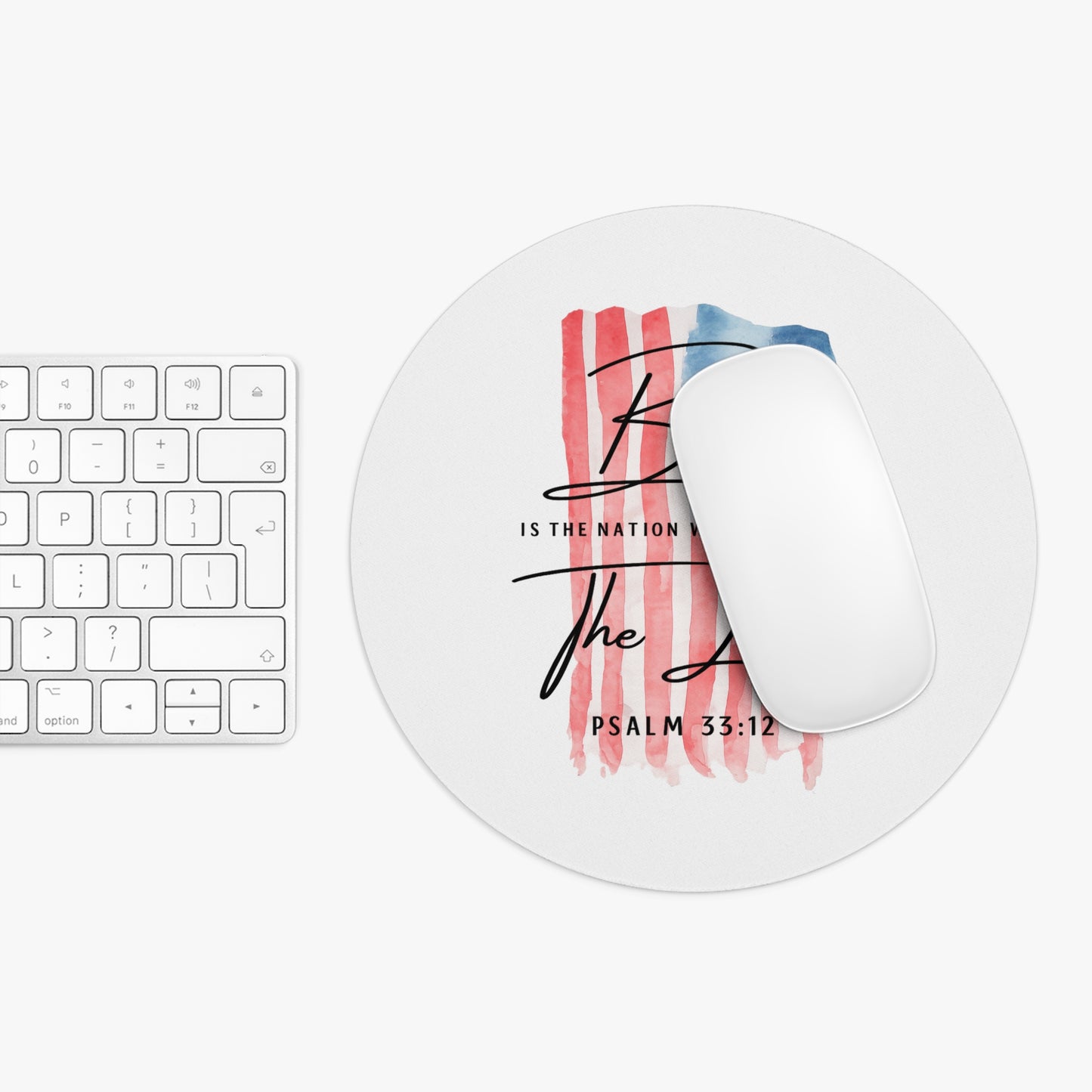 Blessed Is The Nation Mouse Pad — Psalm 33:12 Patriotic Christian Desk Mat
