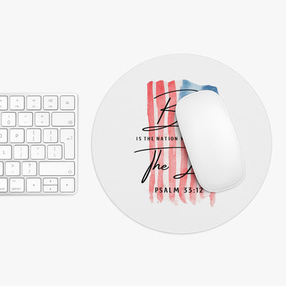Blessed Is The Nation Mouse Pad — Psalm 33:12 Patriotic Christian Desk Mat