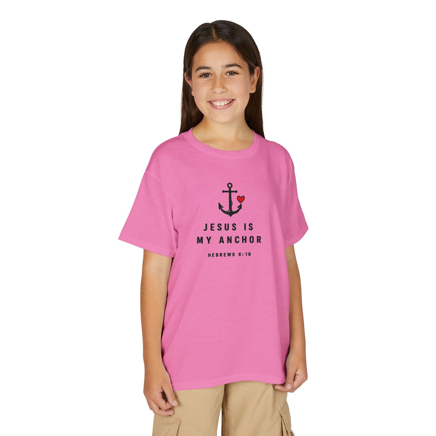 Youth T-Shirt — "Jesus Is My Anchor" Christian Kids Tee (Hebrews 6:19)