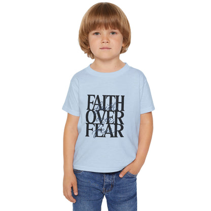 Toddler T‑Shirt — "Faith Over Fear" Scripture Graphic, Christian Kids Tee