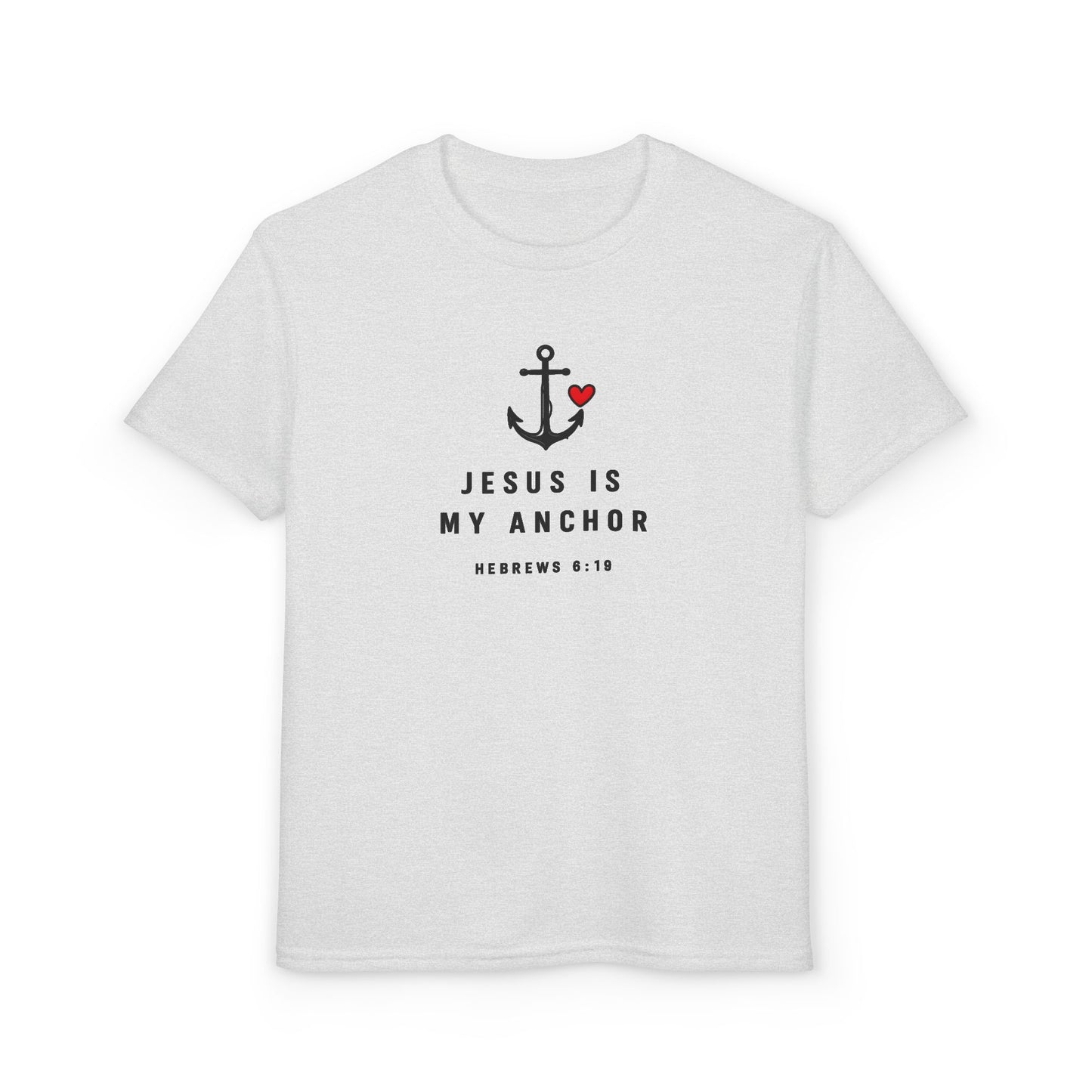 Youth T-Shirt — "Jesus Is My Anchor" Christian Kids Tee (Hebrews 6:19)