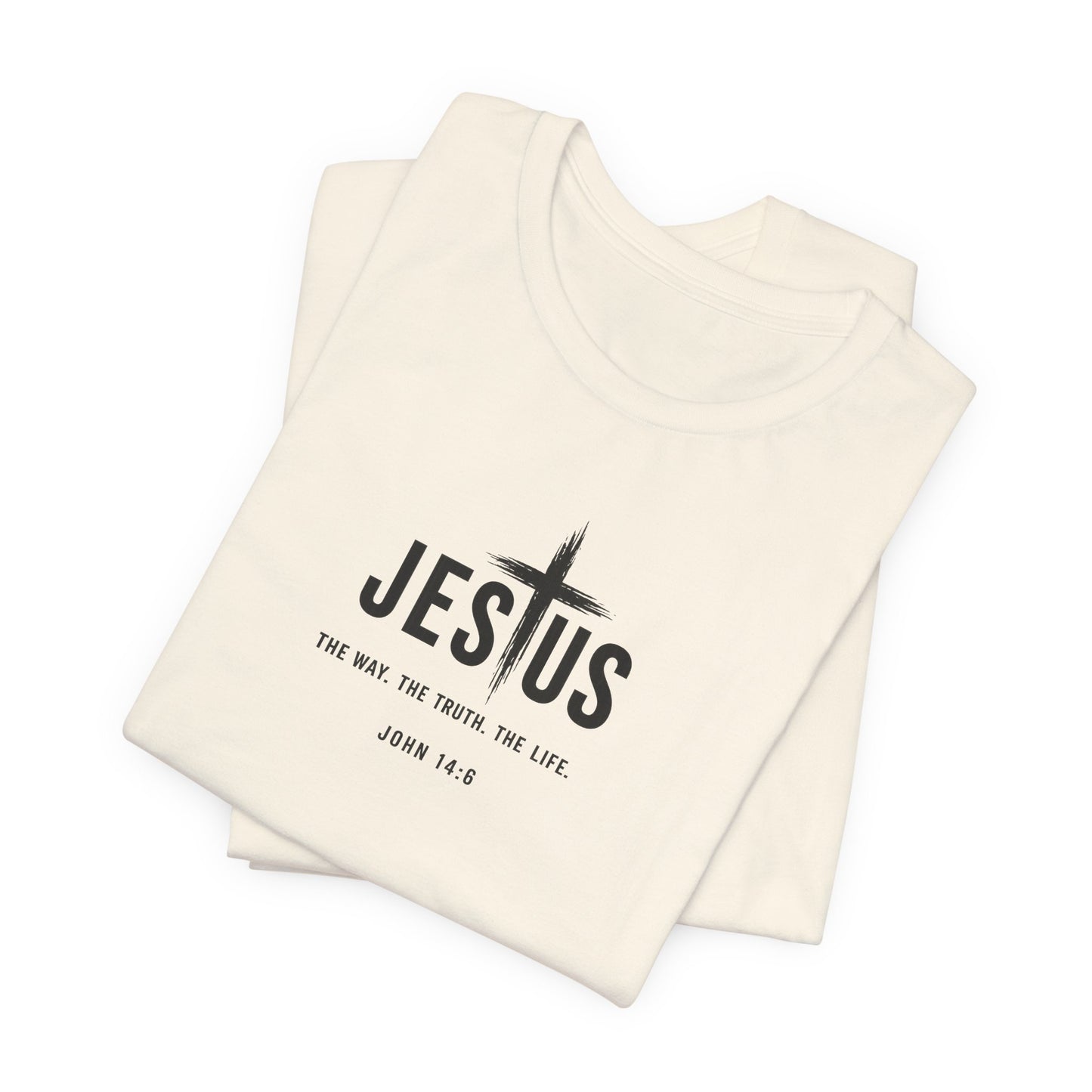 Faith Over Everything Christian Tee — "Jesus" Cross Design, John 14:6 Inspirational Shirt