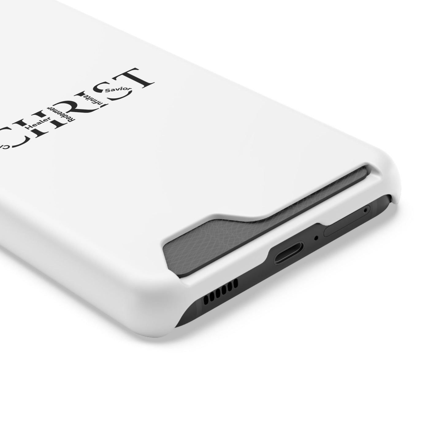 Christian Phone Card Case — Minimal 'CHRIST' Text Wallet Phone Case