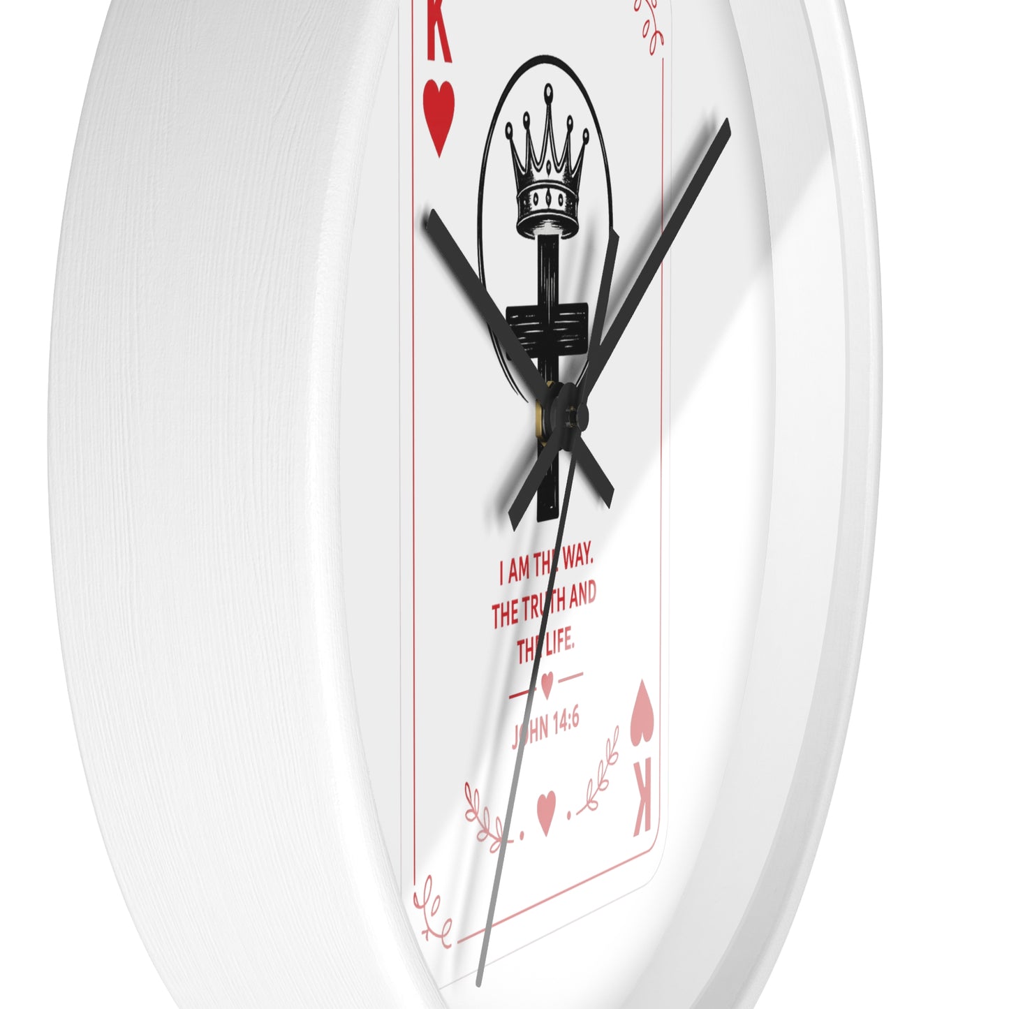 King of Hearts Christian Wall Clock — John 14:6 Playing Card Design